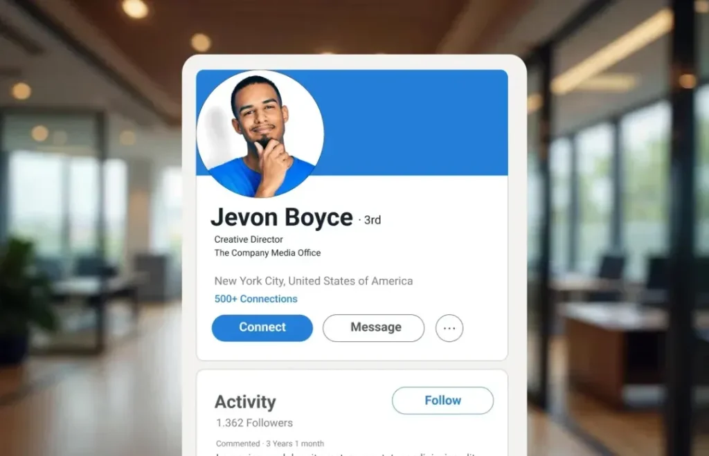 Example of LinkedIn profile, Photo credit: Mobilocard
