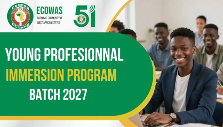 ECOWAS has opened its 2027 Young Graduates Immersion Programme | Apply