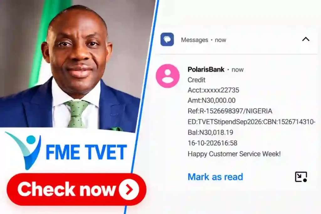 FG Has Started Paying the ₦30,000 September 2026 TVET Stipend to Trainees