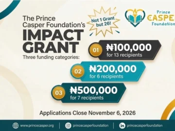 Apply for Prince Casper Foundation Impact Grants 2026/2027, Up to ₦500,000 in Funding